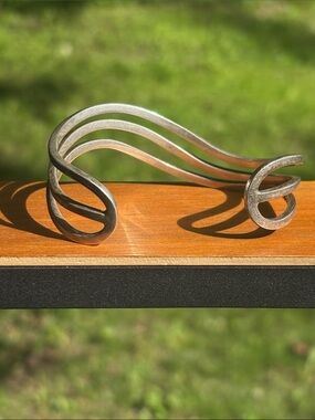 Vintage Sterling Silver Taxco Mexican Modernist Cuff Bracelet
